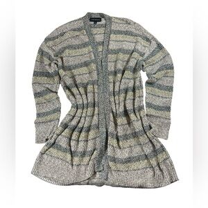 Lane Bryant Cardigan Sweater Plus 18 20 Metallic Stripe Knit Longline Womens